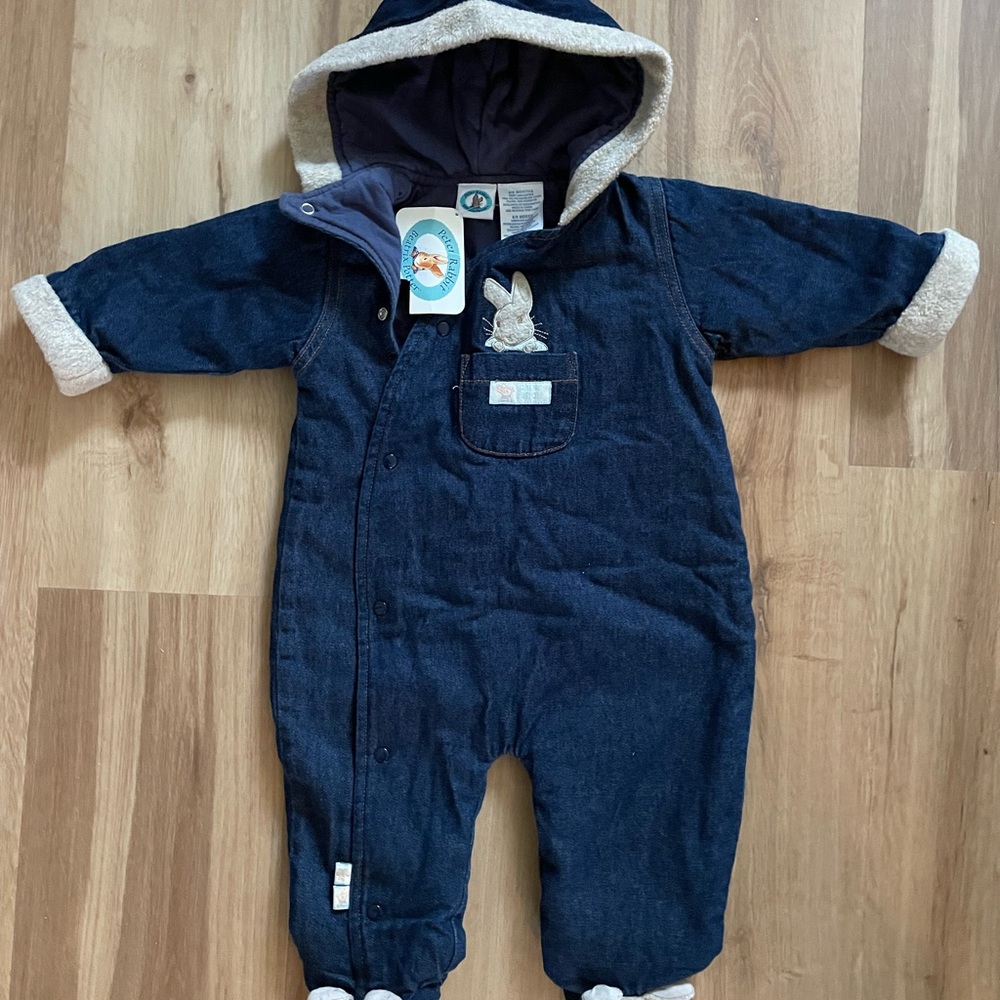 Vintage 2002 Peter Rabbit lined footie NEW